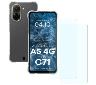 Zestaw ochronny Bizon elastyczne etui Salpa + 2x szkło hartowane Clear Pack do Xiaomi Redmi A5 4G / Xiaomi POCO C71 4G