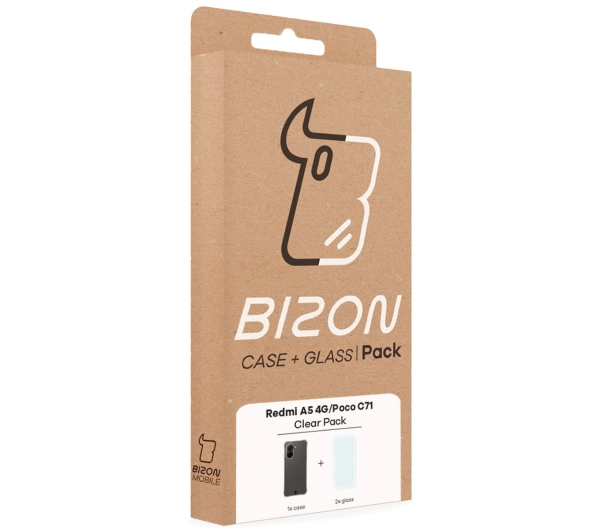 Bizon elastyczne etui Salpa + 2x szkło hartowane Clear Pack do Xiaomi Redmi A5 4G / Xiaomi POCO C71 4G