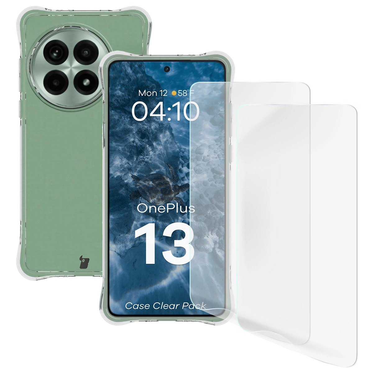 Zestaw ochronny Bizon elastyczne etui Salpa + 2x folia na ekran Clear Pack do OnePlus 13
