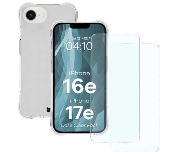 Bizon elastyczne etui Salpa + 2x szkło hartowane Clear Pack do Apple iPhone 16e/17e