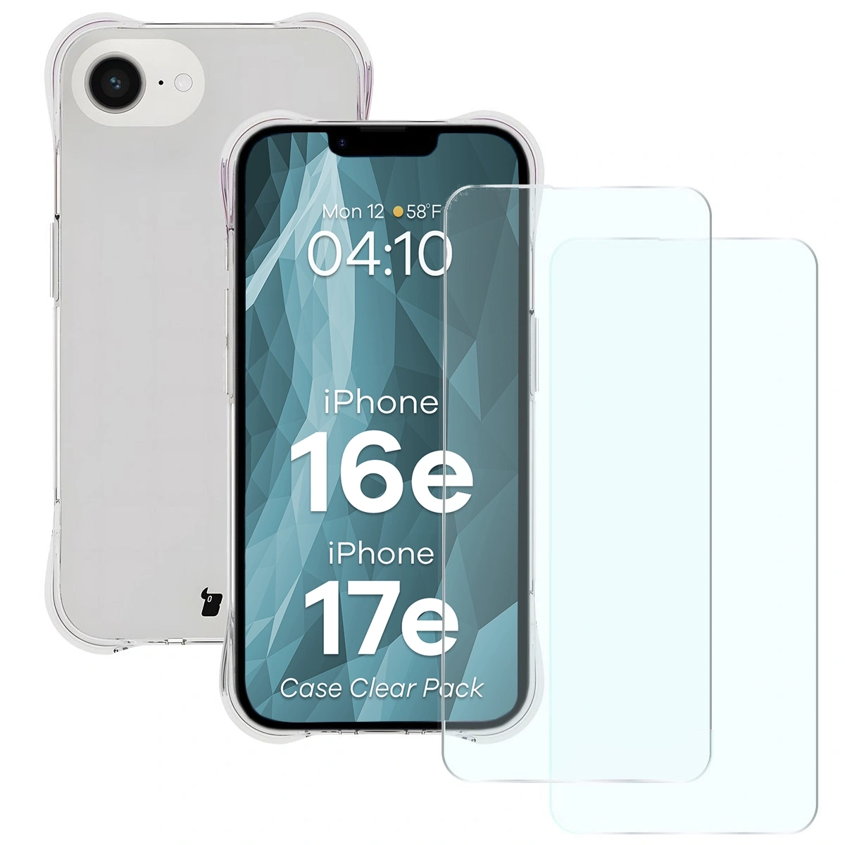 Zestaw ochronny Bizon elastyczne etui Salpa + 2x szkło hartowane Clear Pack do Apple iPhone 16e/17e