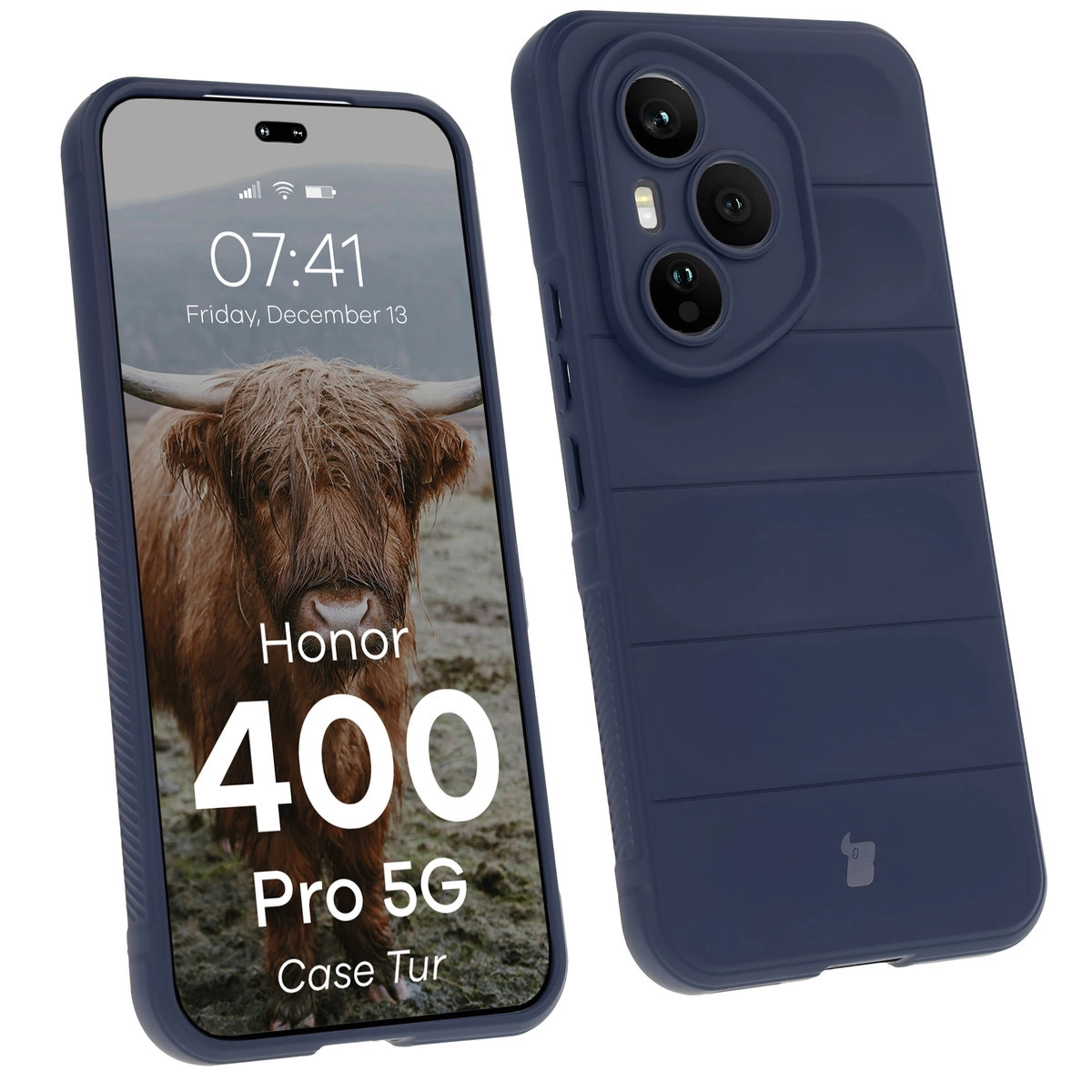 Etui Bizon Tur do Honor 400 Pro 5G Granatowy