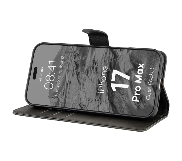Bizon z klapką Pocket do Apple iPhone 17 Pro Max Czarny