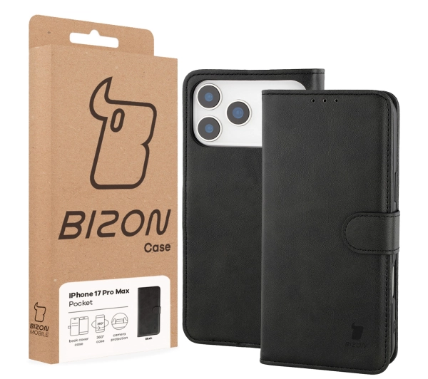 Bizon z klapką Pocket do Apple iPhone 17 Pro Max Czarny