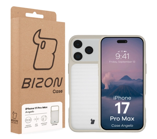 Bizon Angelo do Apple iPhone 17 Pro Max z beżową ramką