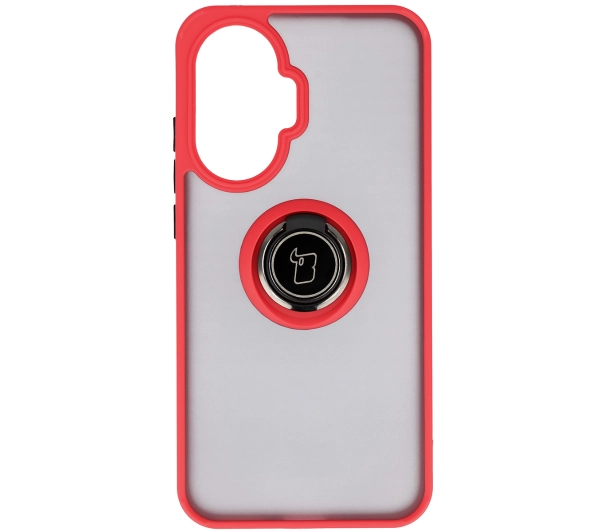 Bizon z uchwytem na palec Hybrid Ring do Xiaomi POCO F7 Przydymione z czerwoną ramką