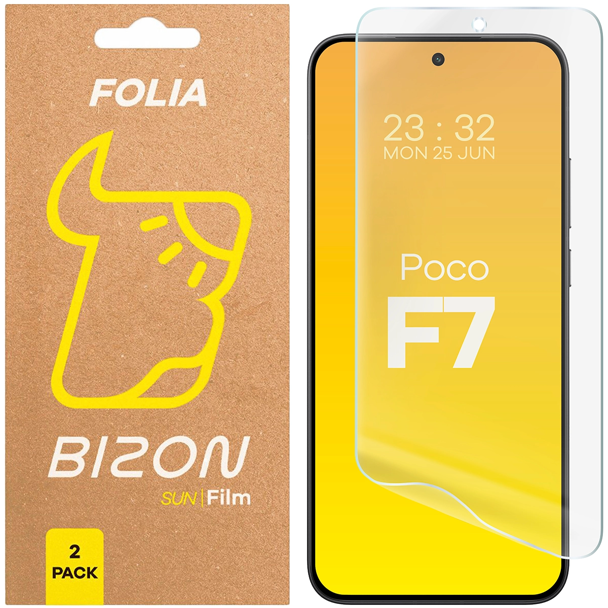 Folia ochronna Bizon 2 x matowa Film Sun do Xiaomi POCO F7