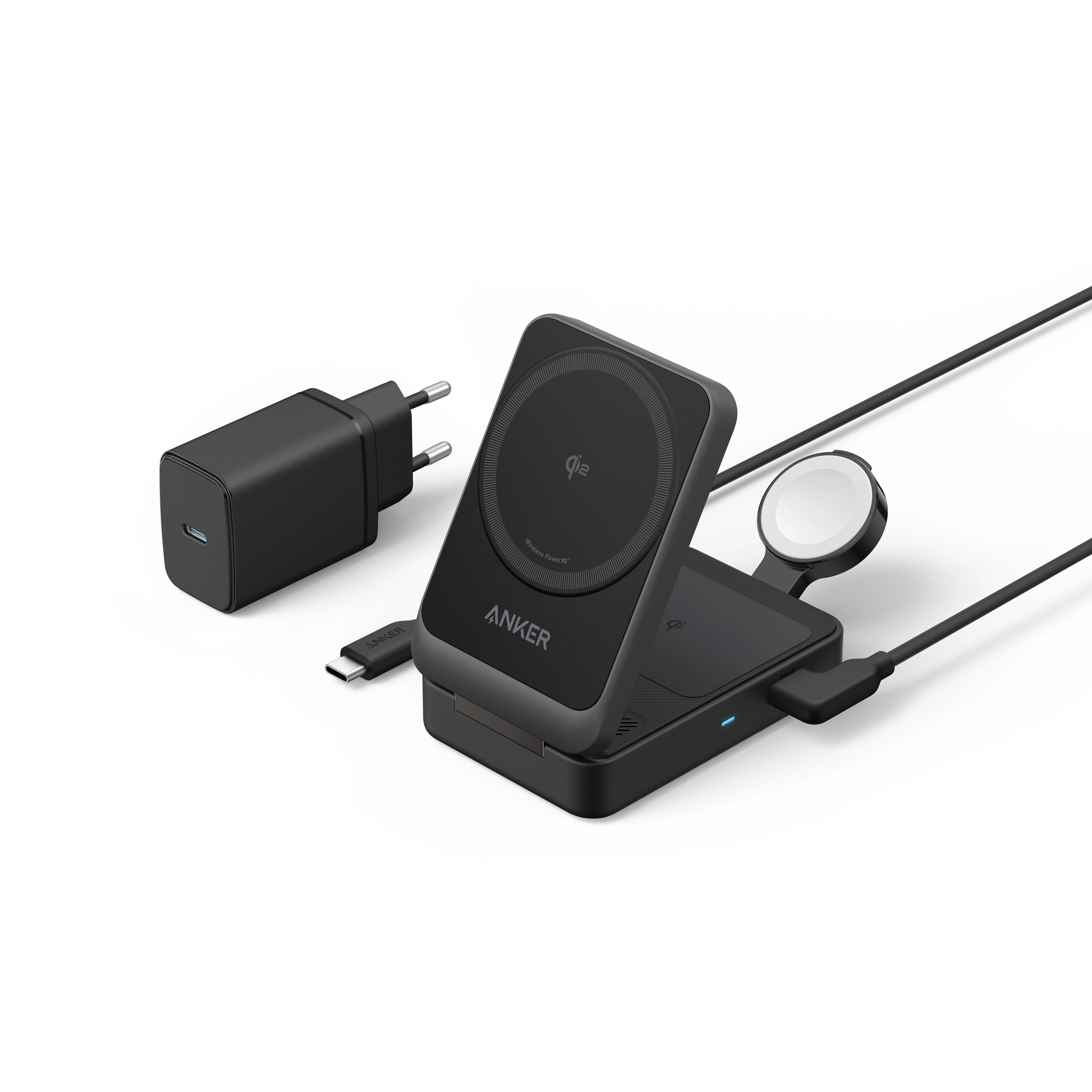 Ładowarka indukcyjna Anker MagGo 3w1 (B2557312) iPhone Apple Watch AirPods 15W Qi2 Czarna