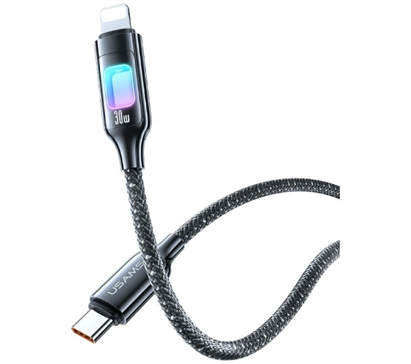 USAMS TC Series 30W USB-C do Lightning 1,2m Czarny