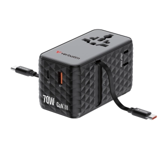 Adapter podróżny Verbatim 30186 70W 2x kabel USB-C Black