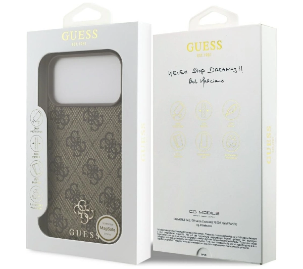 Guess 4G Small Classic Logo MagSafe do iPhone 17 Pro Max brązowy