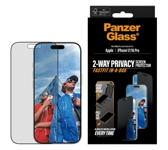 Szkło hartowane PanzerGlass prywatyzujące Ultra-Wide Fit Fastfit do iPhone 17 / 16 Pro
