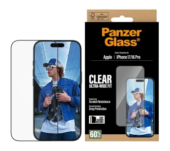 Szkło hartowane PanzerGlass Ultra-Wide Fit EasyAligner do iPhone 17 / 16 Pro
