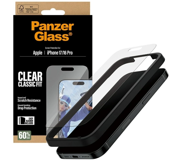 PanzerGlass Classic Fit EasyAligner do iPhone 17 / 16 Pro