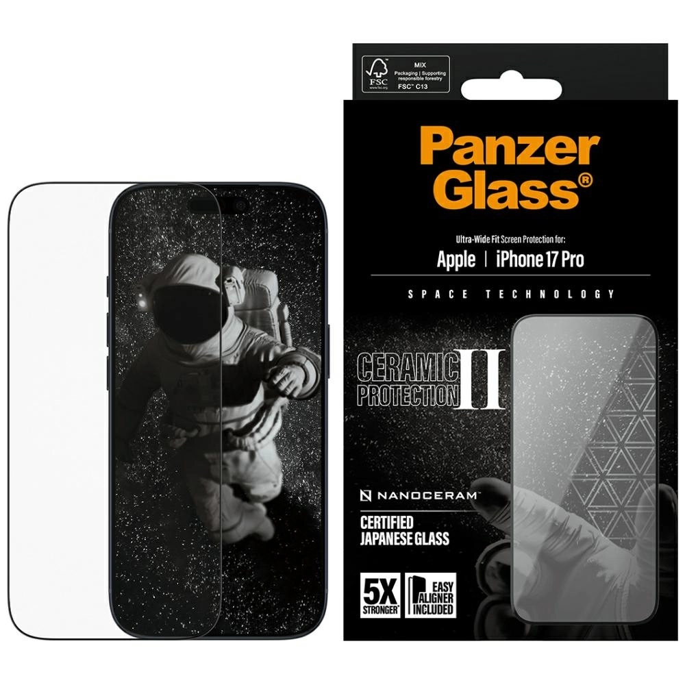 Szkło ochronne PanzerGlass Ceramic II Ultra-Wide Fit do iPhone 17 Pro