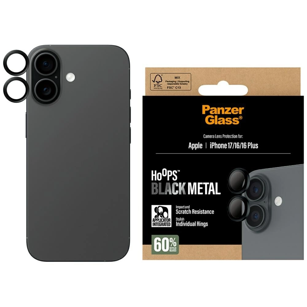 Szkło ochronne PanzerGlass Hoops do iPhone 17 / 16 / 16 Plus Czarny