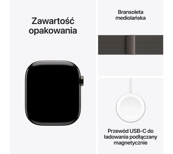 Apple Watch Series 11 GPS + Cellular 46mm Tytan Łupek Bransoleta mediolańska Łupek M/L - Kup na Raty - RRSO 0%