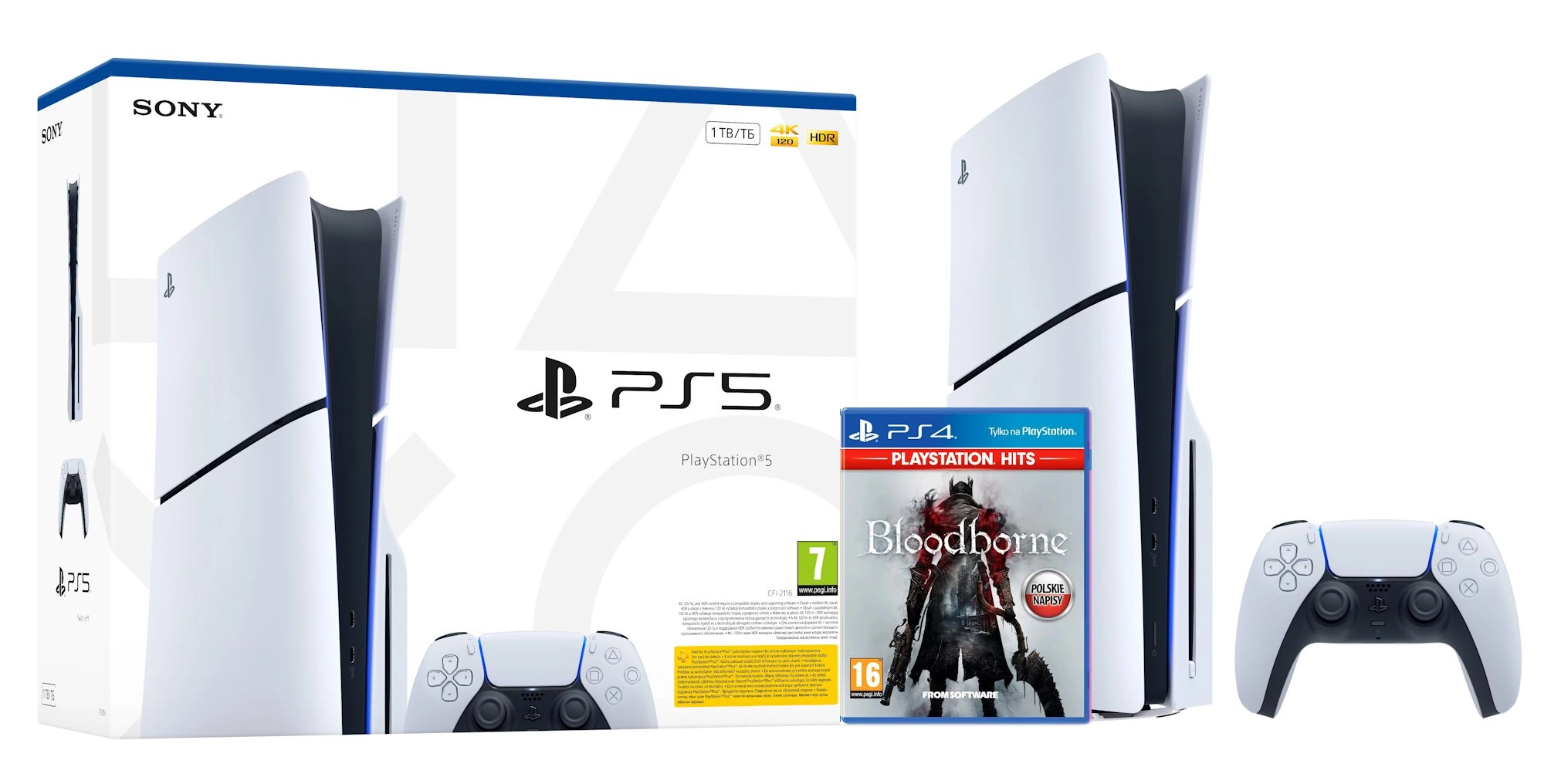 Konsola Sony PlayStation 5 Slim E Chassis (PS5) 1TB z napędem + Bloodborne