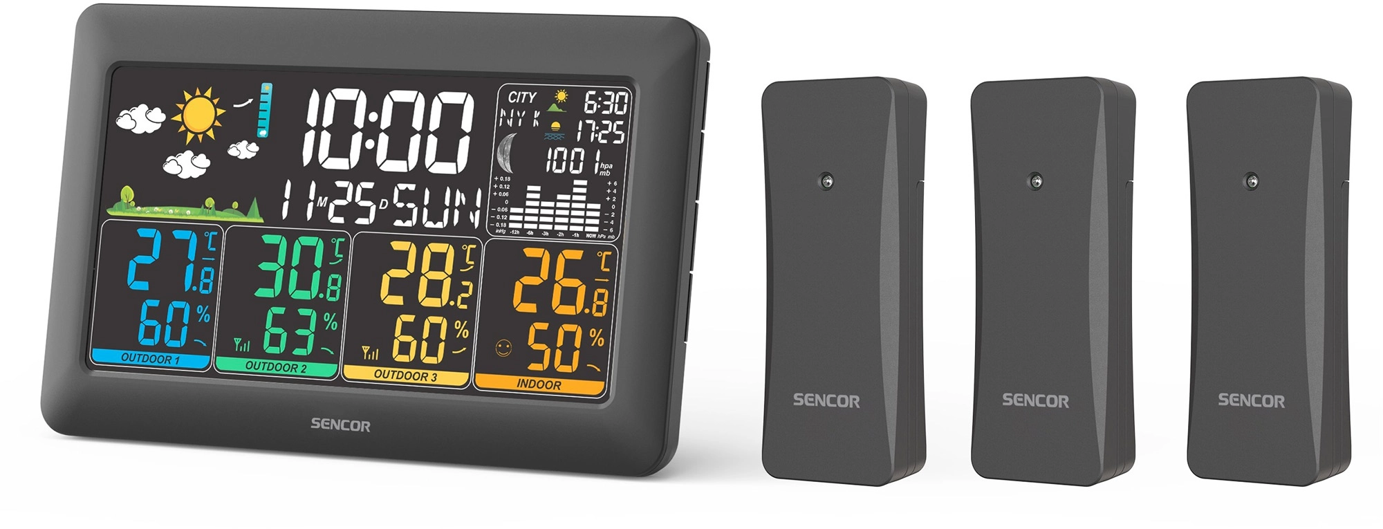 Stacja pogody Sencor SWS6300 3 3 bezprzewodowe czujniki w zestawie