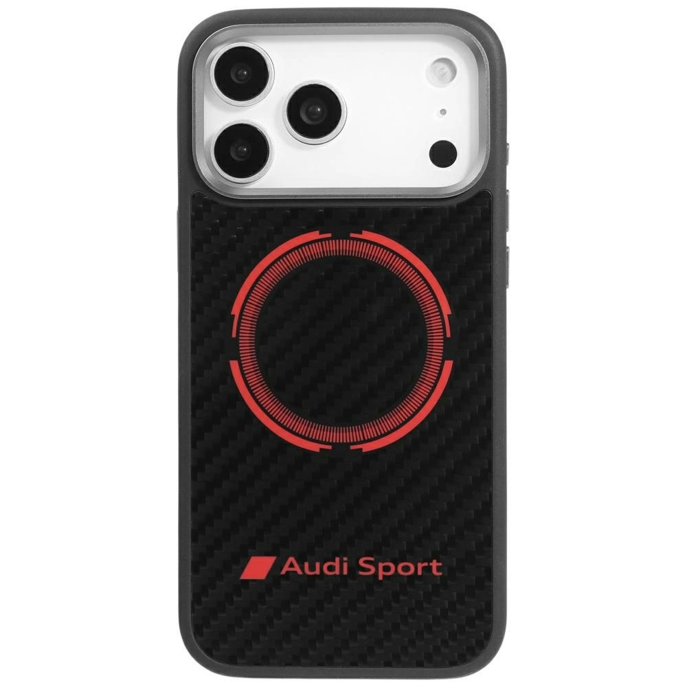Etui AUDI RSQ Carbon Fiber Sport Red Circle MagSafe do iPhone 17 Pro Max Czarny