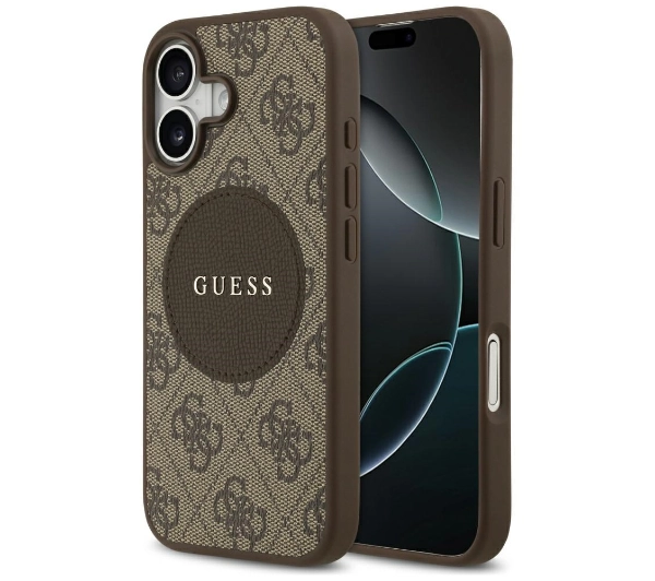 Etui GUESS 4G Circle Classic Logo MagSafe do Apple iPhone 17 Brązowy