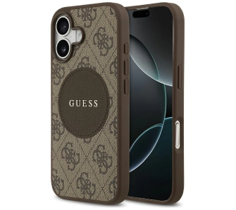 Etui Guess 4G Circle Classic Logo MagSafe do iPhone 17 Brązowy