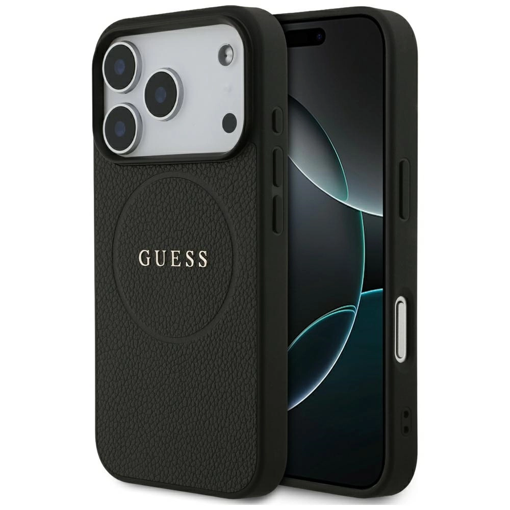 Etui Guess Grained Ring MagSafe do iPhone 17 Pro czarny
