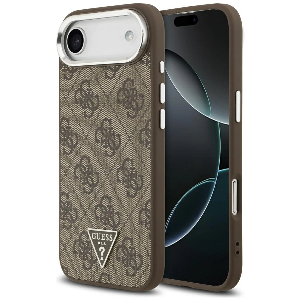 Etui Guess 4G Triangle Logo MagSafe do iPhone Air Brązowy srebrny