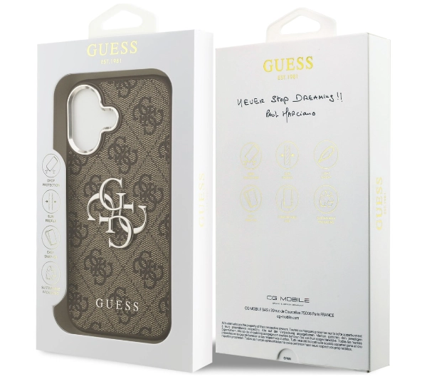 Guess 4G Big 4G Classic Logo do iPhone 17 Brązowy srebrny