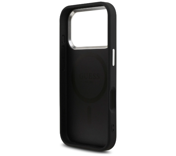 Guess Glitter Triangle Logo MagSafe do iPhone 17 Pro czarny