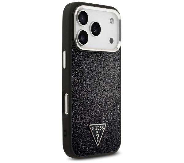 Guess Glitter Triangle Logo MagSafe do iPhone 17 Pro czarny
