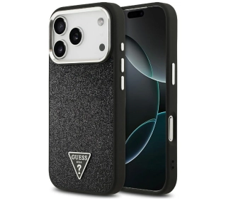 Guess Glitter Triangle Logo MagSafe do iPhone 17 Pro czarny