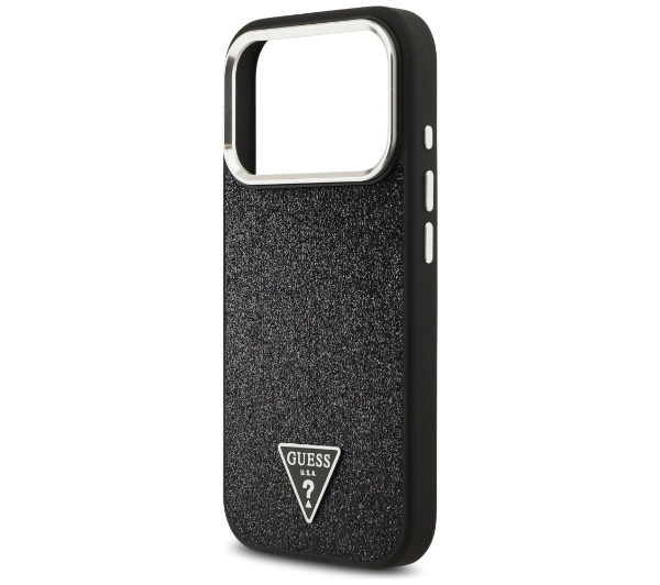 Guess Glitter Triangle Logo MagSafe do iPhone 17 Pro czarny