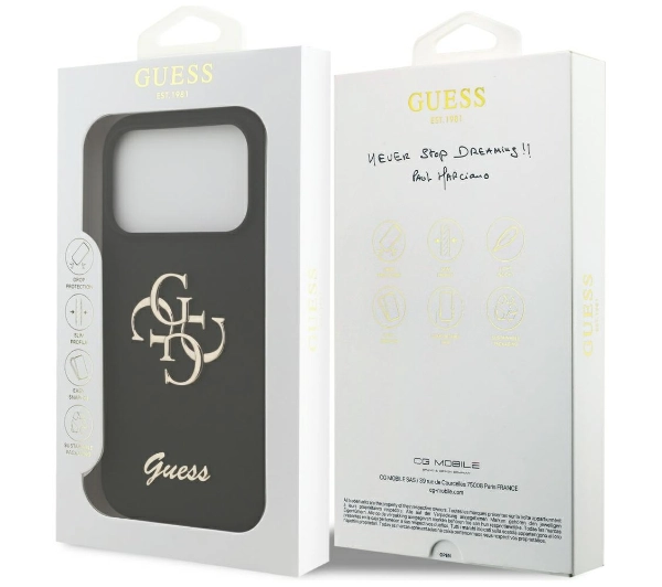 Guess Silicone Big 4G Script do iPhone 17 Pro Czarny