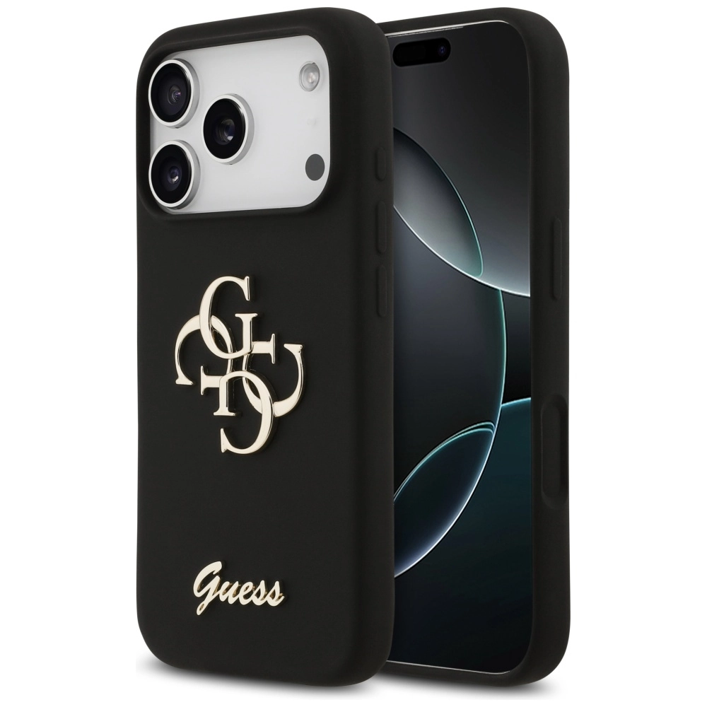 Etui Guess Silicone Big 4G Script do iPhone 17 Pro Czarny