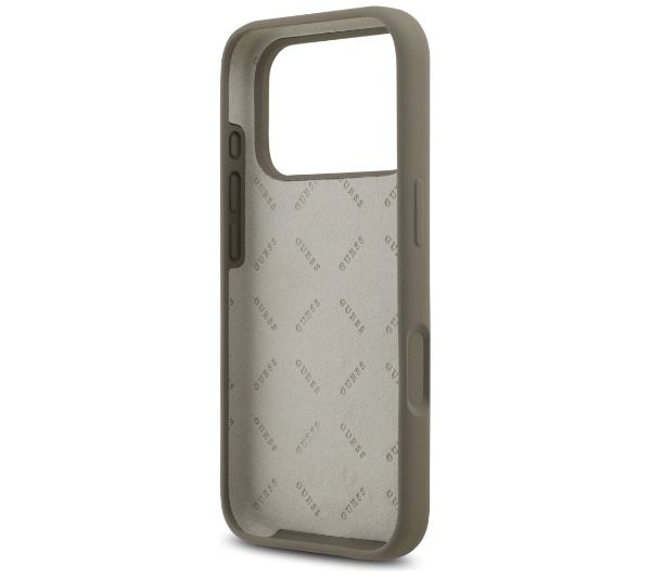 Guess Silicone Big 4G Script do iPhone 17 Pro brązowy
