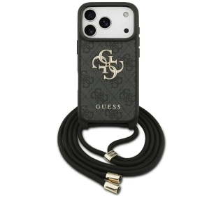 Guess 4G Big Logo Cord Stap Crossbody do iPhone 17 Pro Czarny