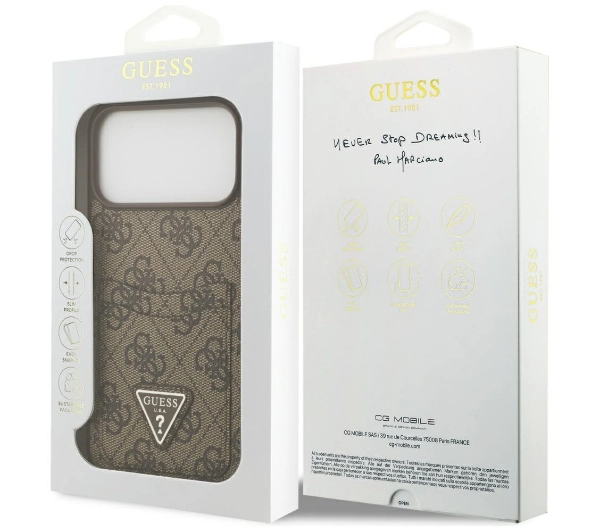 Guess 4G Double Card Triangle do iPhone 17 Pro Max brązowy