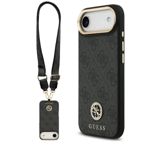 Guess 4G Strass Logo & Big Strap Metal Buttons MagSafe do iPhone Air Czarny