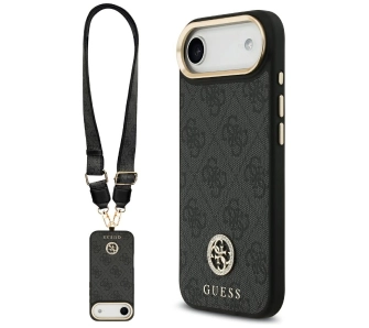 Etui Guess 4G Strass Logo & Big Strap Metal Buttons MagSafe do iPhone Air Czarny
