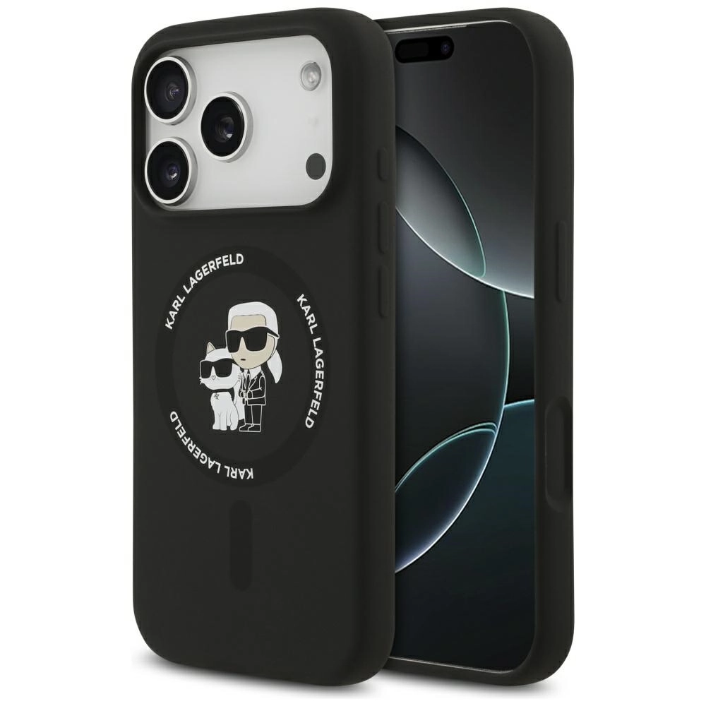Etui Karl Lagerfeld Silicone Karl&Choupette Ring MagSafe do iPhone 17 Pro Max Czarny