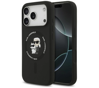 Etui Karl Lagerfeld Silicone Karl&Choupette Ring MagSafe do iPhone 17 Pro Max Czarny