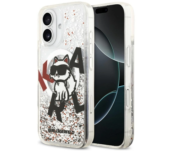 Karl Lagerfeld Liquid Glitter Choupette Logo MagSafe do iPhone 17 Przezroczysty