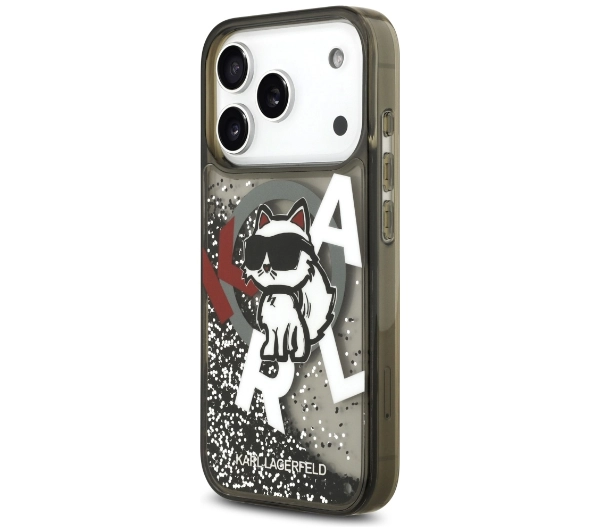 Karl Lagerfeld Liquid Glitter Choupette Logo MagSafe do iPhone 17 Pro Czarny