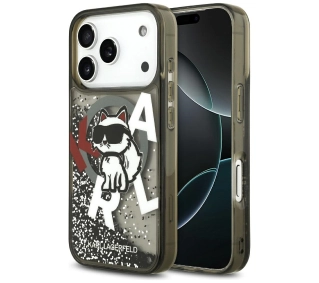 Karl Lagerfeld Liquid Glitter Choupette Logo MagSafe do iPhone 17 Pro Czarny