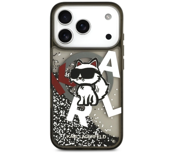 Karl Lagerfeld Liquid Glitter Choupette Logo MagSafe do iPhone 17 Pro Czarny