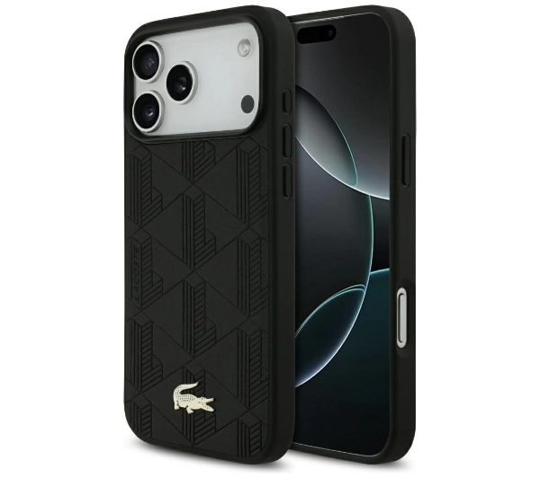 Lacoste Nomograme Gold Logo MagSafe do iPhone 17 Pro Max czarny