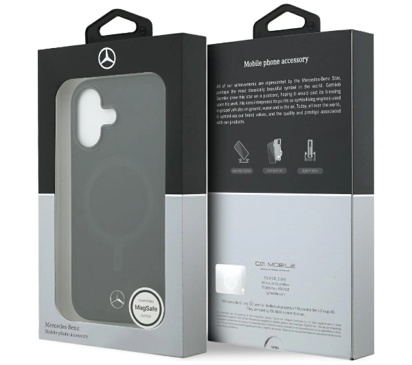 Mercedes-Benz Plain Smooth Leather MagSafe do iPhone 17 czarny