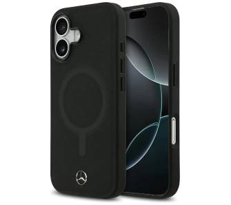 Etui Mercedes-Benz Plain Smooth Leather MagSafe do iPhone 17 czarny