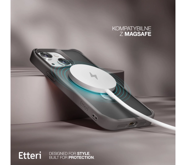 Etteri Matt Mag Ring do iPhone 15 Szary